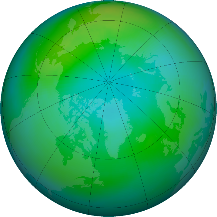 Arctic ozone map for October 1981